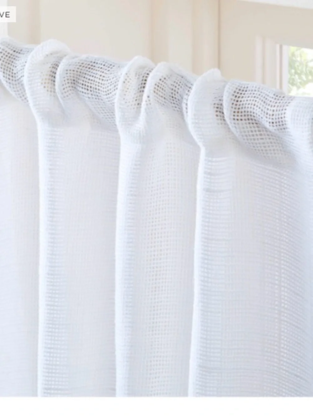 Set of 2 CB2 Lua Bright White Open Weave Sheer Linen Curtains 48x120 NIB